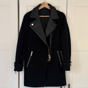 Zara Black Leather Coat Jacket